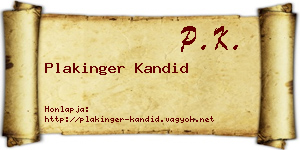 Plakinger Kandid névjegykártya